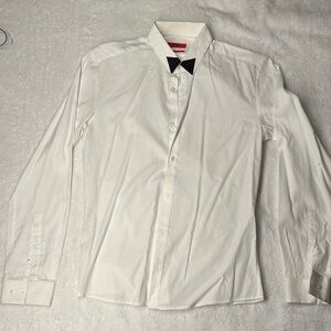HUGO White Dress Shirt with Black Bow Tie Style
